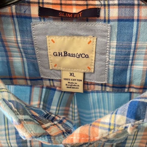 Men’s Blue Plaid Sz XL Dress shirt G.H.Bass - Picture 5 of 6